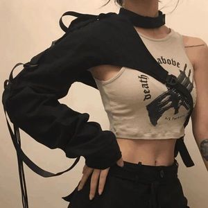 One sleeve shrug in black